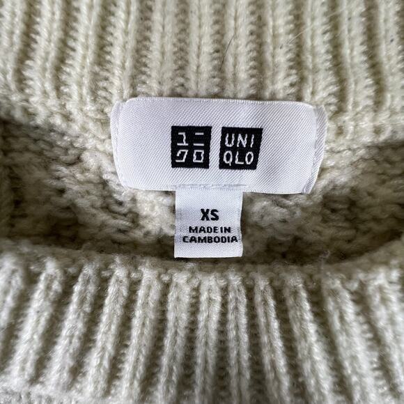 Uniqlo Cream Cable Knit Sweater M | Rory Gilmore Chunky Irish Fisherman Pullover - Picture 5 of 10